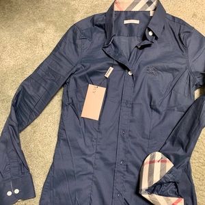 Burberry Brit Women’s Blue Button Front Shirt NWT